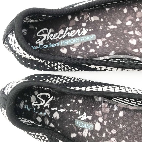 SKECHERS Cleo Hot Dot Black White Stretch Knit Flats Womens 10 - Picture 6 of 8
